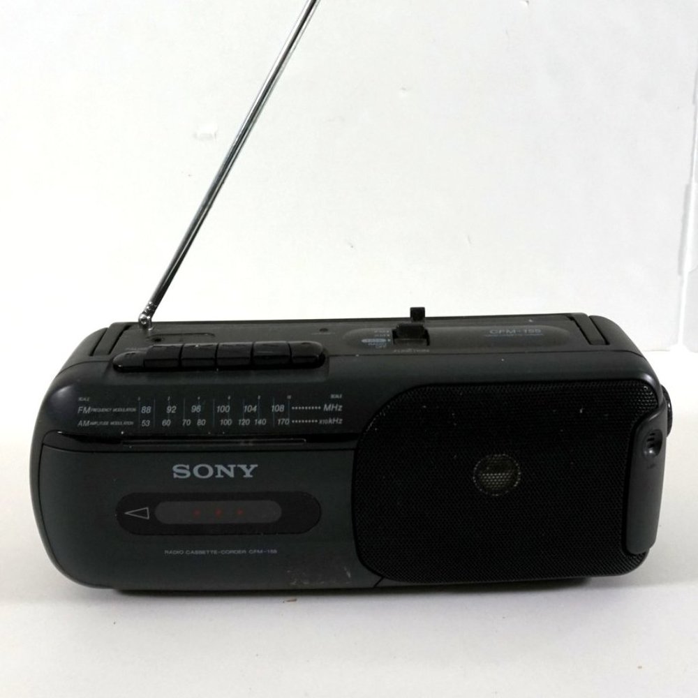 Sony CFM-155 Portable AM FM Radio Cassette Player Recorder Tested Antenna